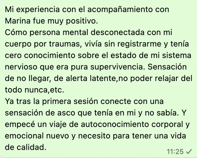 Conversación de WhatsApp sobre la experiencia HUMANA